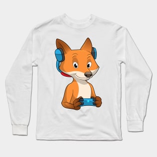 Fox as Gamer with Joystick Long Sleeve T-Shirt